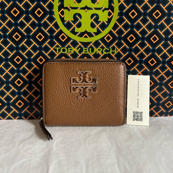 Tory Burch Britten Bifold Wallet Moose Gold Brown Tan - Picture 1 of 7